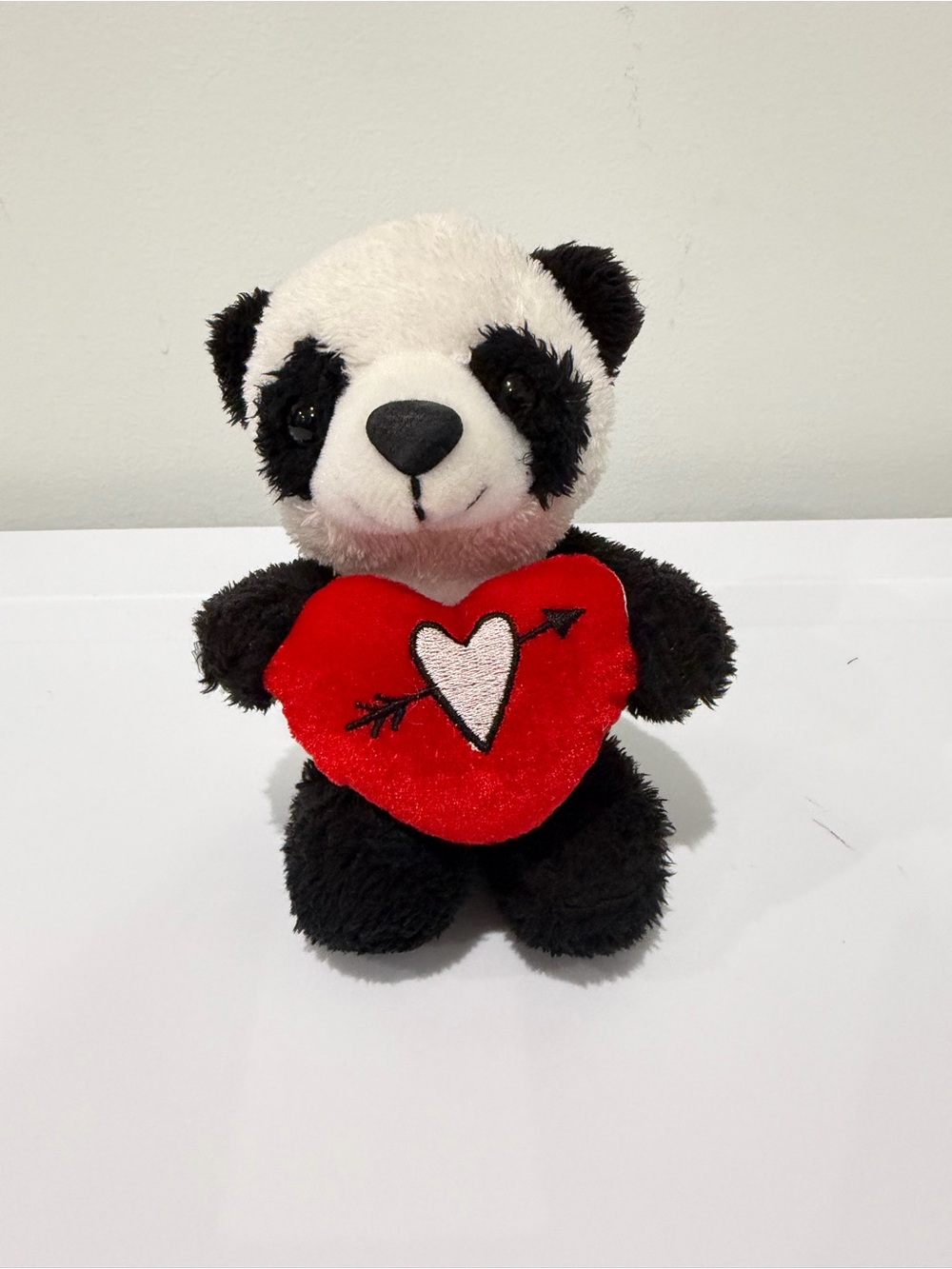 Plush Panda Pet Toy with Red Heart